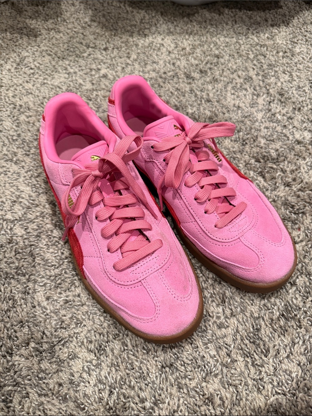 Puma Pink Suede Women's Sneakers with Gum Sole